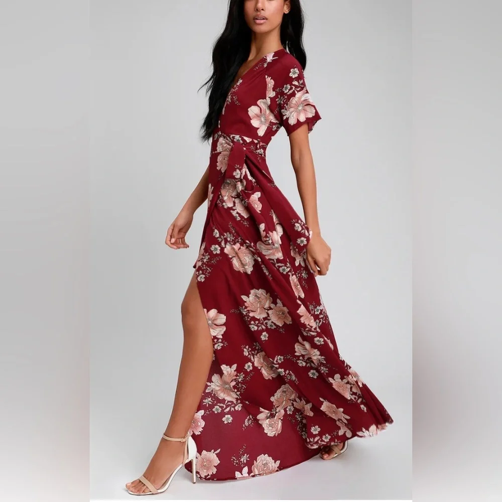Cotton Candy Red and Pink V-Neck Sundress - Picture 1 of 7